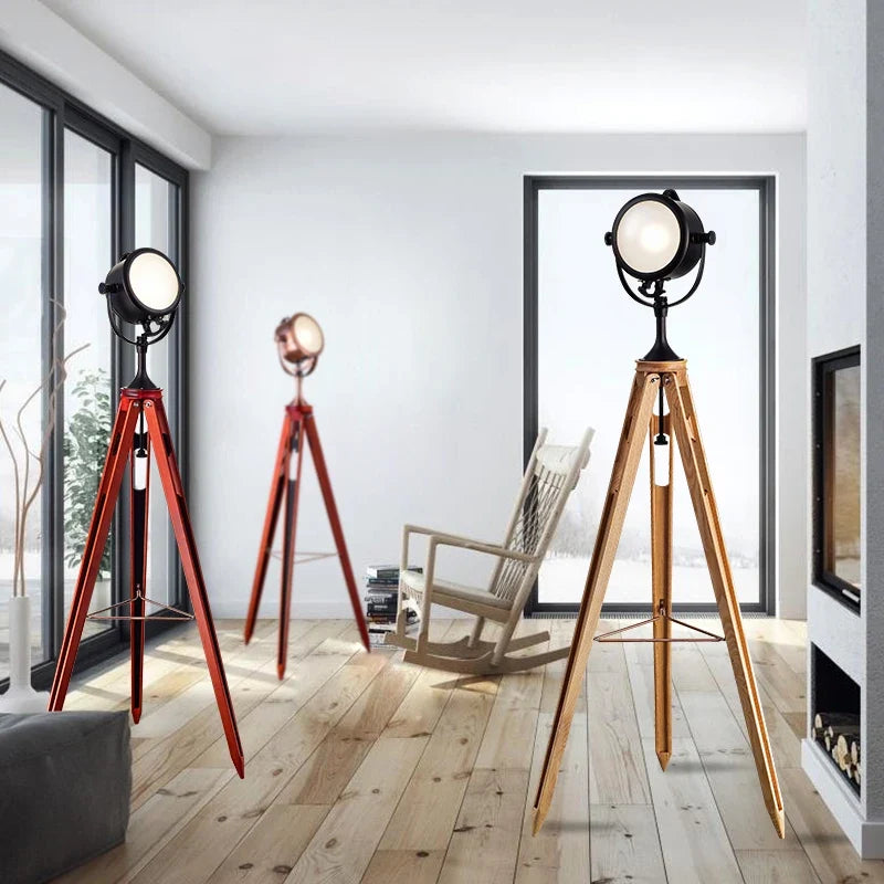 American style retro industrial wind, personality, creativity, bedroom, living room, study, Navy, modern three tripod floor lamp
