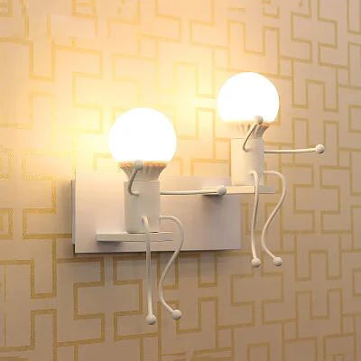 applique murale led en fer avec poupée de dessin animé nordique pour enfants