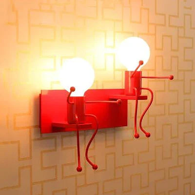 applique murale led en fer avec poupée de dessin animé nordique pour enfants