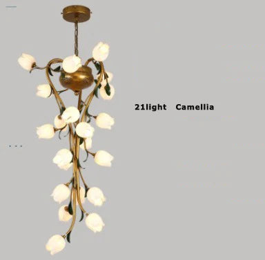 suspension en fer nordique avec verre lys tulipe camélia pour éclairage décoratif
