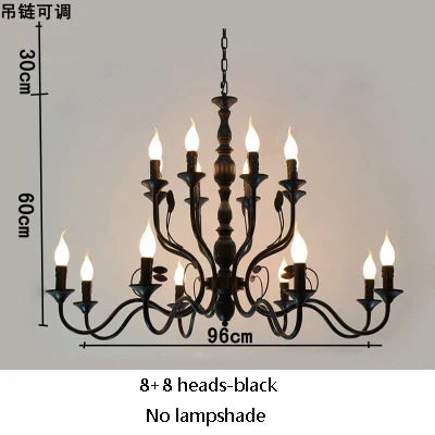 lustre rétro en fer noir style vintage industriel pour éclairage intérieur