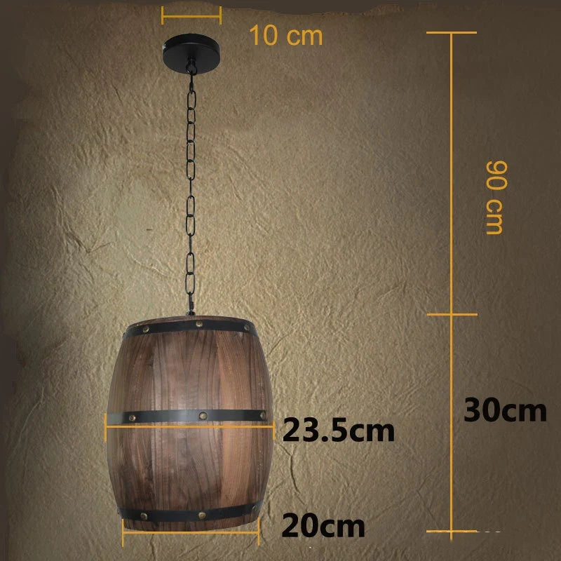 baril en bois suspension style rétro pour restaurant