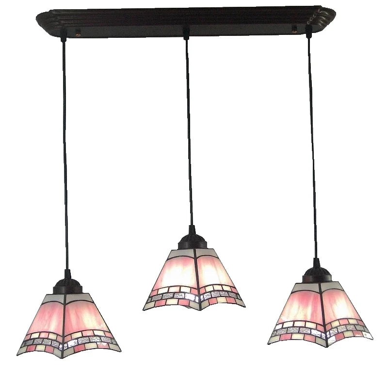Pink, Blue, Green 3 Associations Rectangular Chandelier Modern European Glass Tiffany Lamp Table Stylish Mediterranean Bar