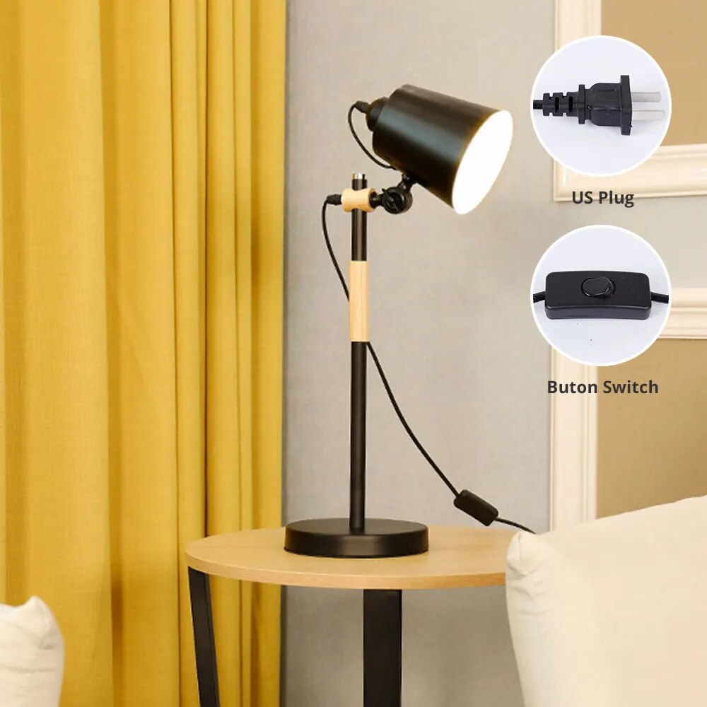 Lampe de bureau en bois métal moderne nordique