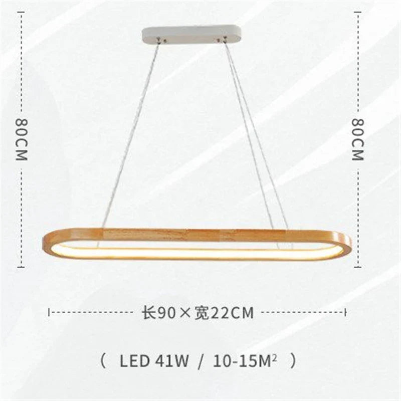 suspension en bois massif pour restaurant et bar à led