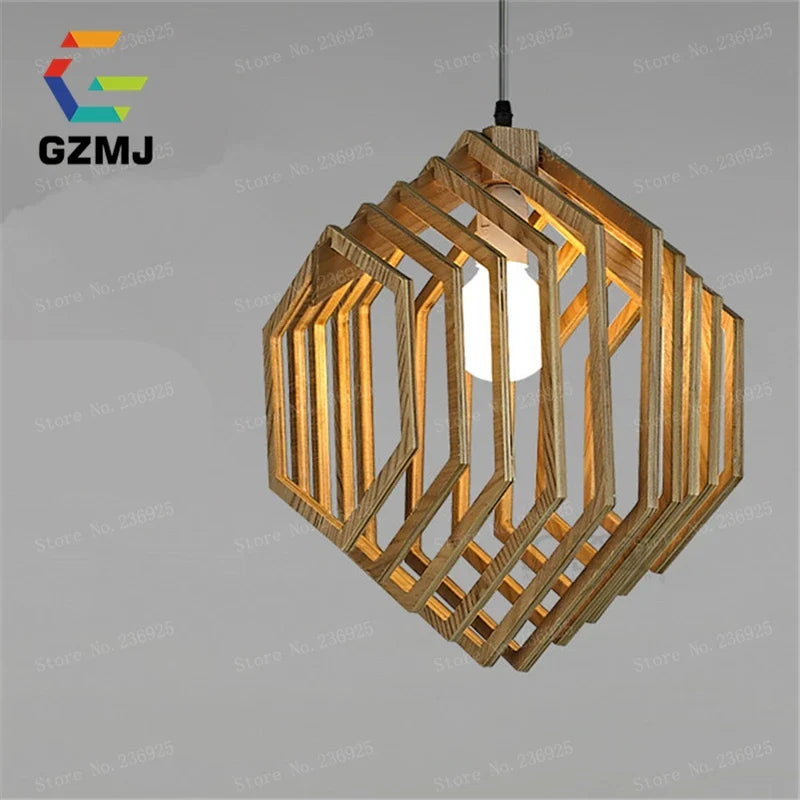 suspension vintage en bois style campagnard américain led