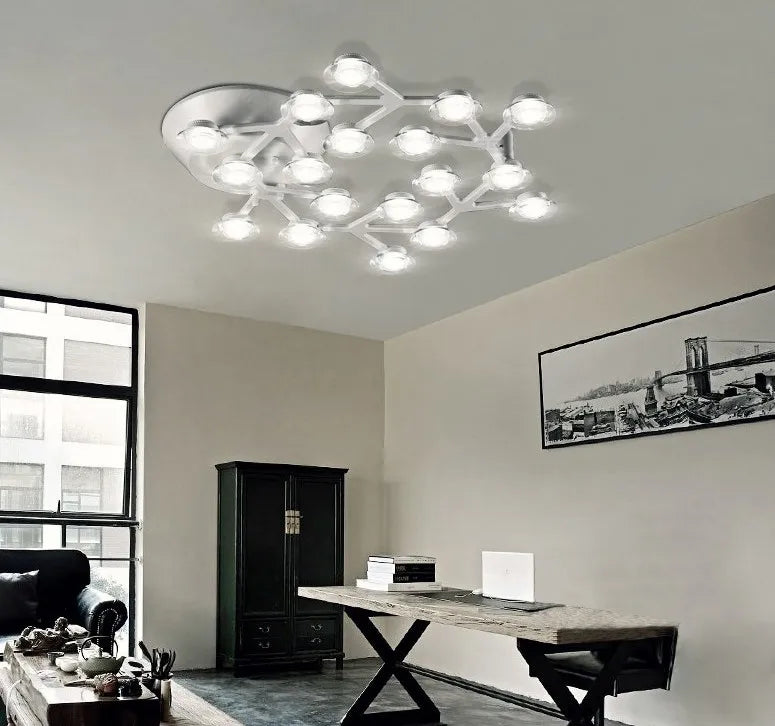 plafonnier led en métal acrylique style fleur de prunier