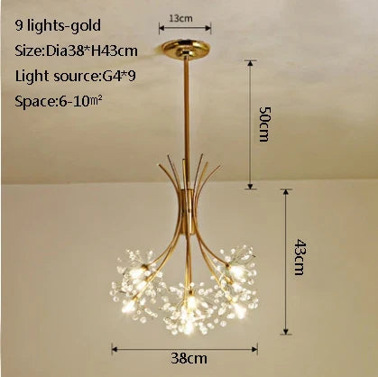 suspension en cristal de pissenlit pour ambiance moderne