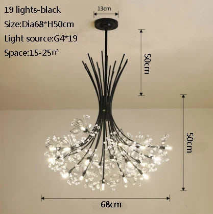 suspension en cristal de pissenlit pour ambiance moderne
