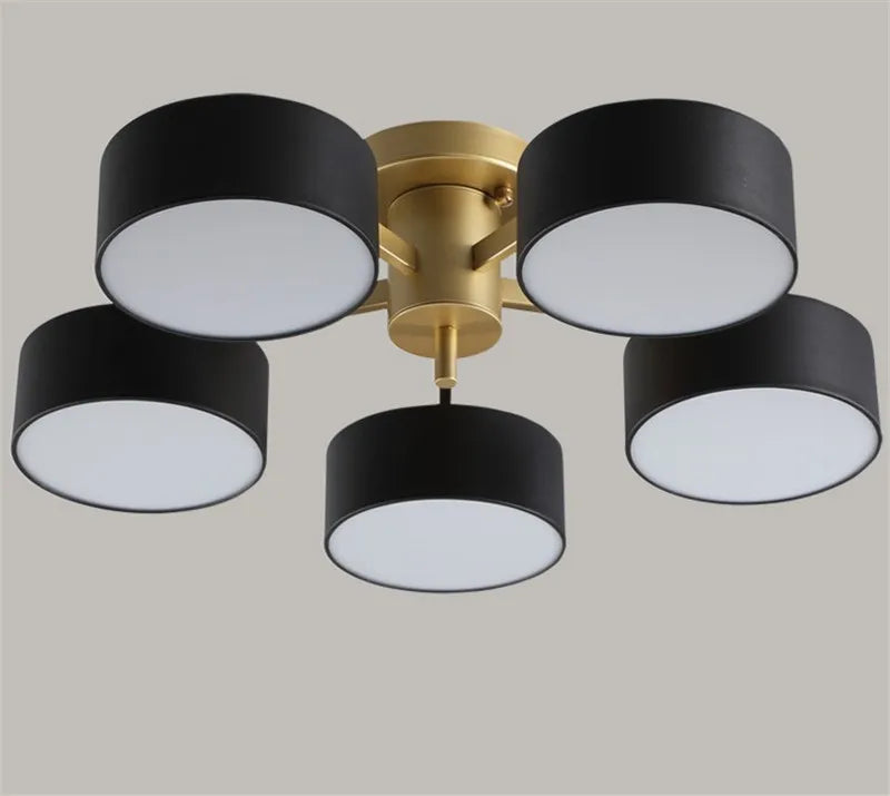 plafonnier moderne led 5 ou 10 têtes design rond acrylique métal
