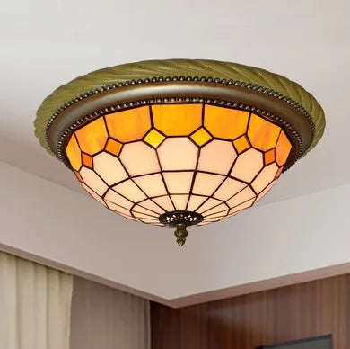 plafonnier en vitrail style méditerranéen pour extérieur et intérieur