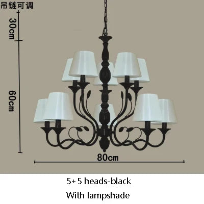 lustre rétro en fer noir style vintage industriel pour éclairage intérieur