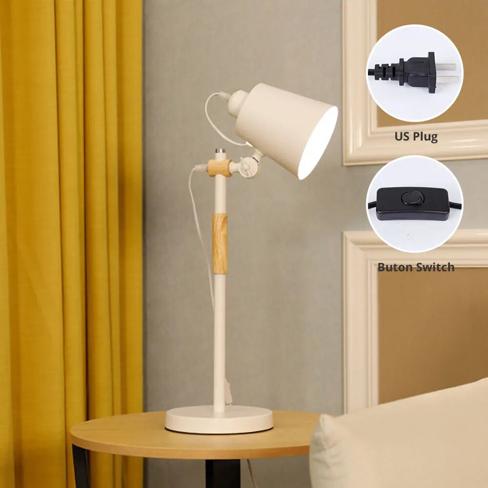 Lampe de bureau en bois métal moderne nordique