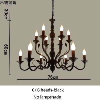 lustre rétro en fer noir style vintage industriel pour éclairage intérieur