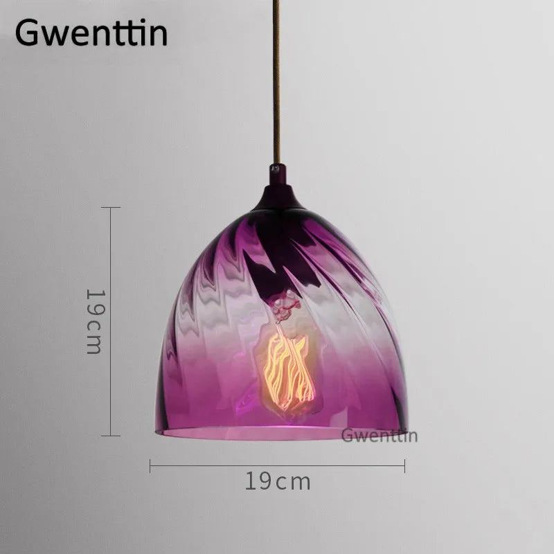 suspension moderne en verre teinté pour décoration intérieure