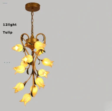 suspension en fer nordique avec verre lys tulipe camélia pour éclairage décoratif