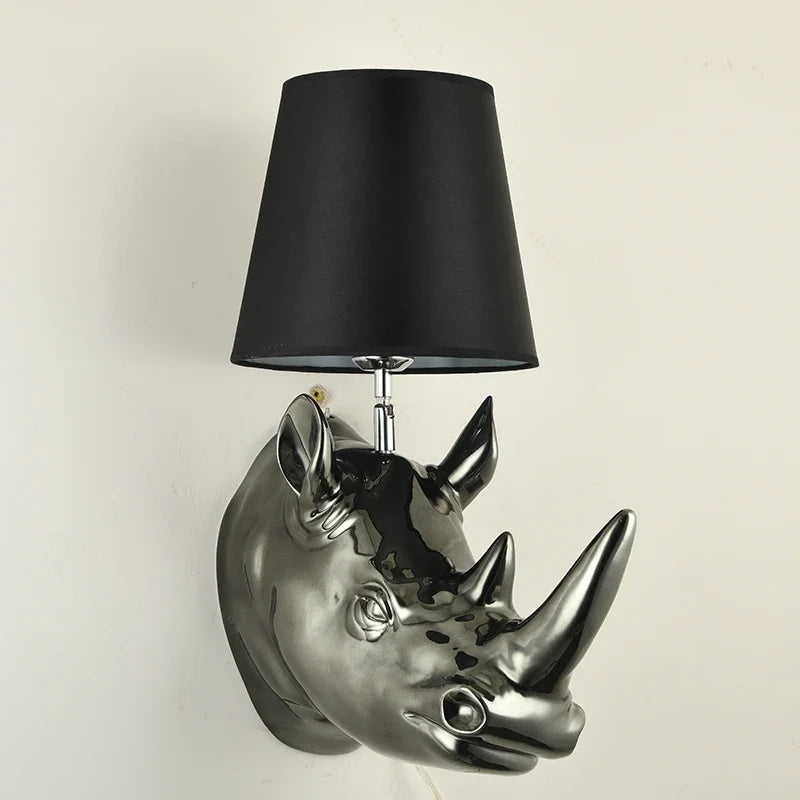 applique murale en forme de rhinocéros style campagnard américain