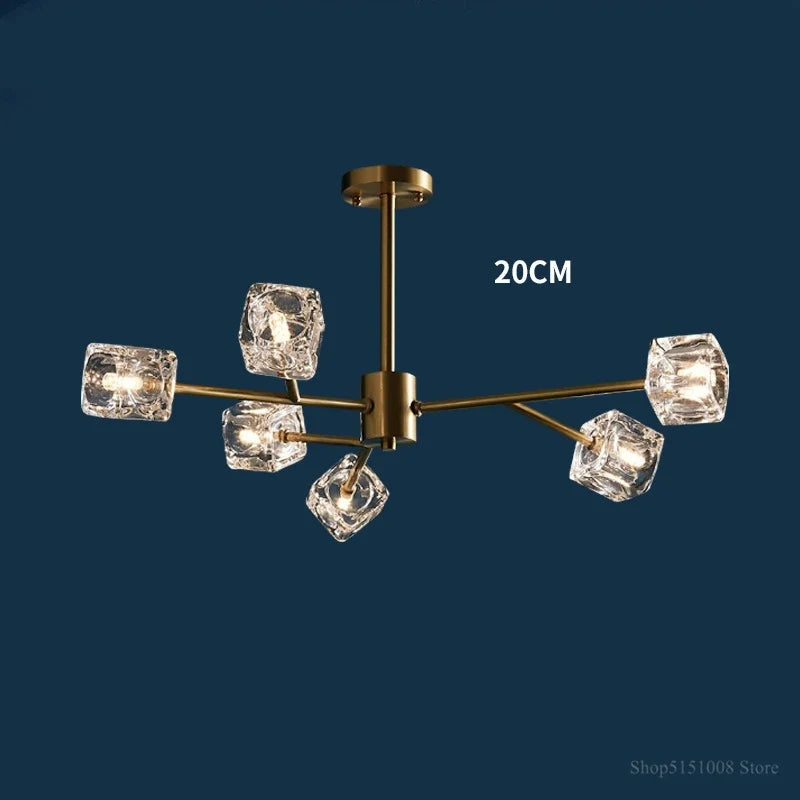 lustre led cube glace cuivre doré éclairage style industriel nordique