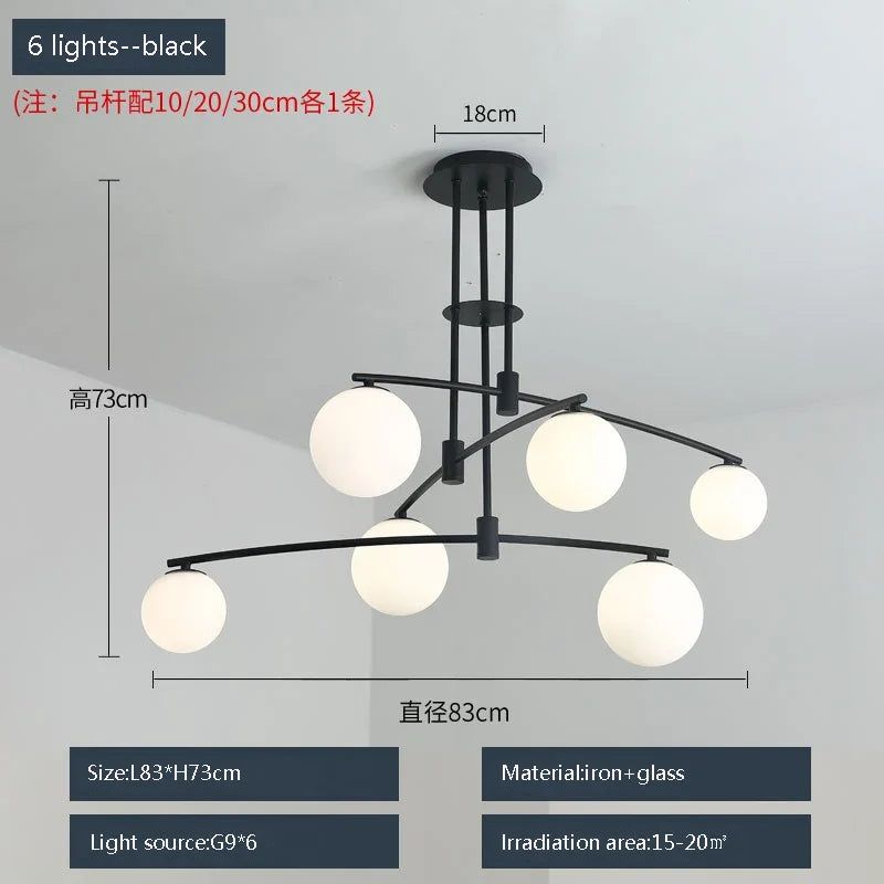suspension moderne en métal et verre pour intérieur