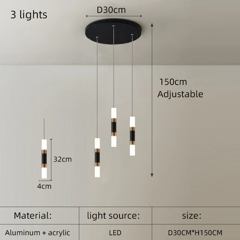 lustre à led en acrylique moderne pour espaces créatifs