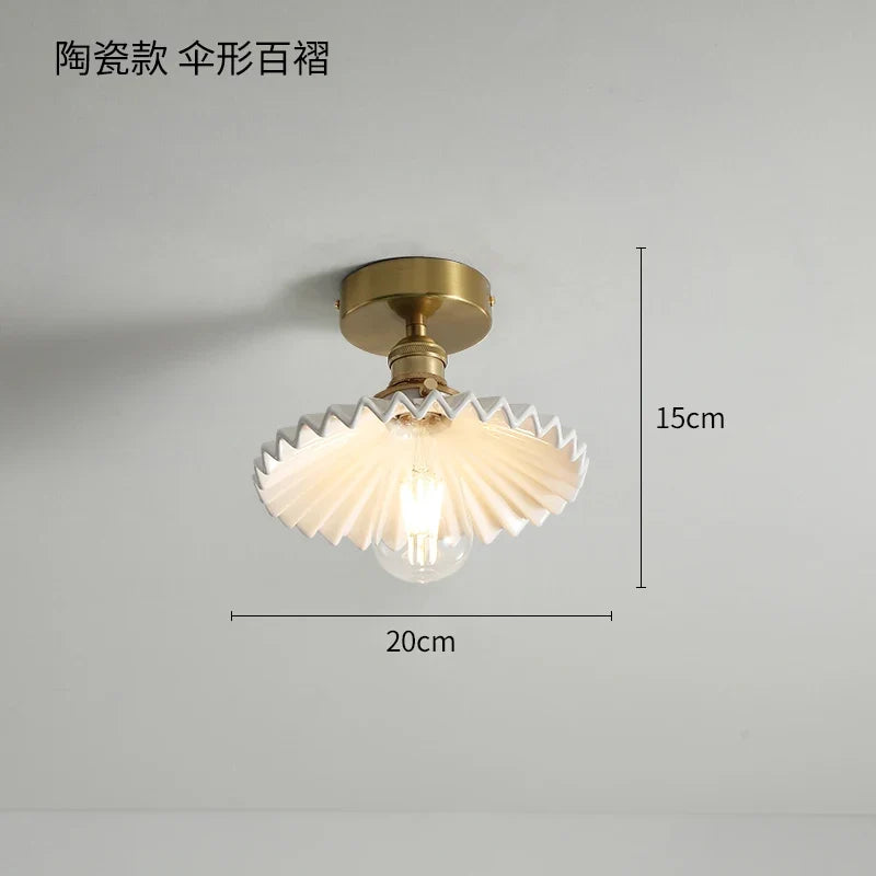 plafonnier nordique cuivre LED luminaires interrupteur chambre salon escalier lumière Plafon montage Flount en céramique éclairage à la maison