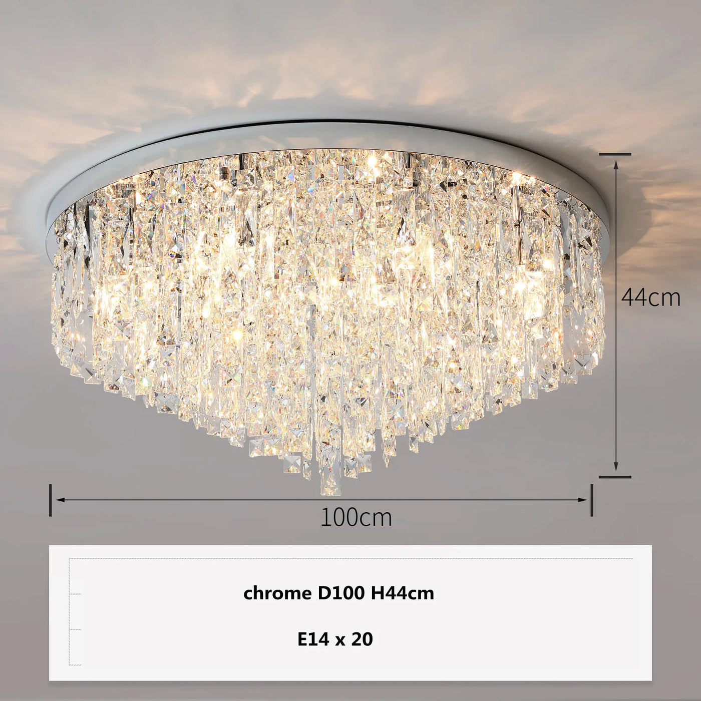plafonnier led moderne en acier chromé avec cristaux k9 art déco