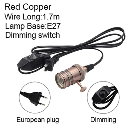 suspension vintage en fer avec interrupteur et support de lampe