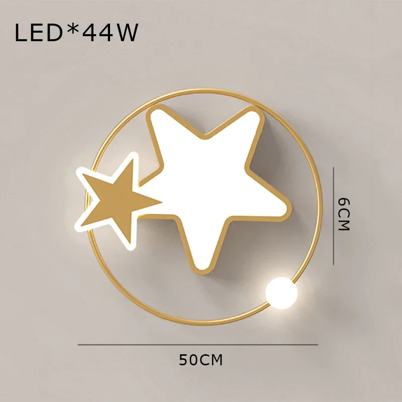 plafonnier led en forme d'étoile dorée créatif nordique