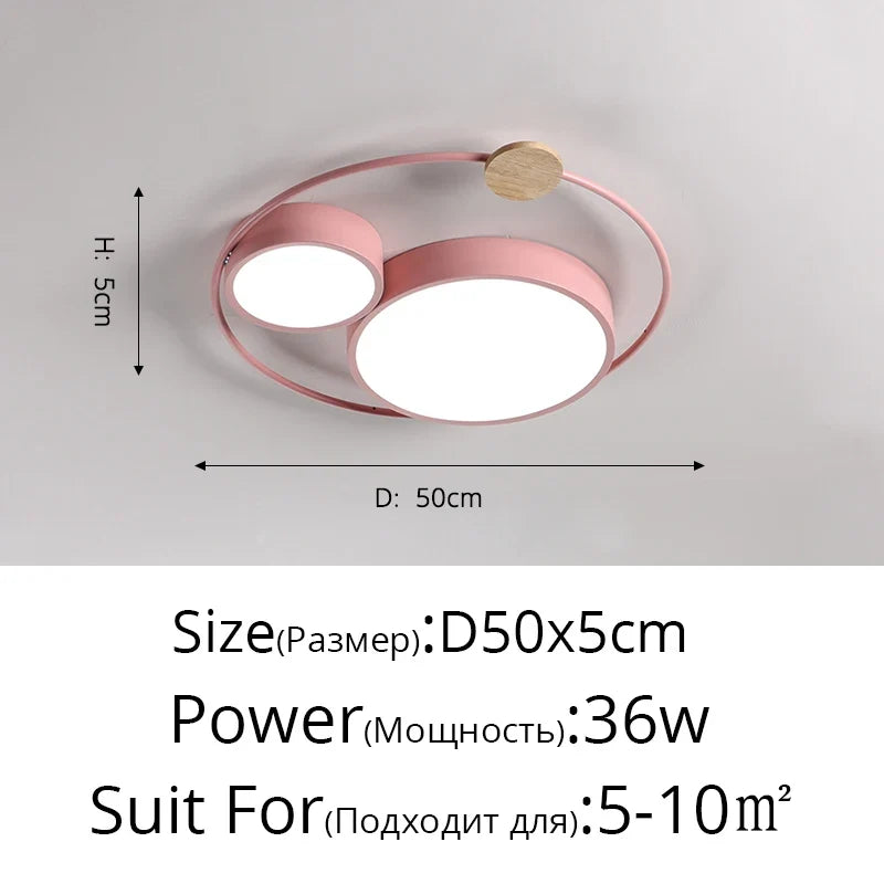 plafonnier led nordique en bois acrylique décoration ronde macaron