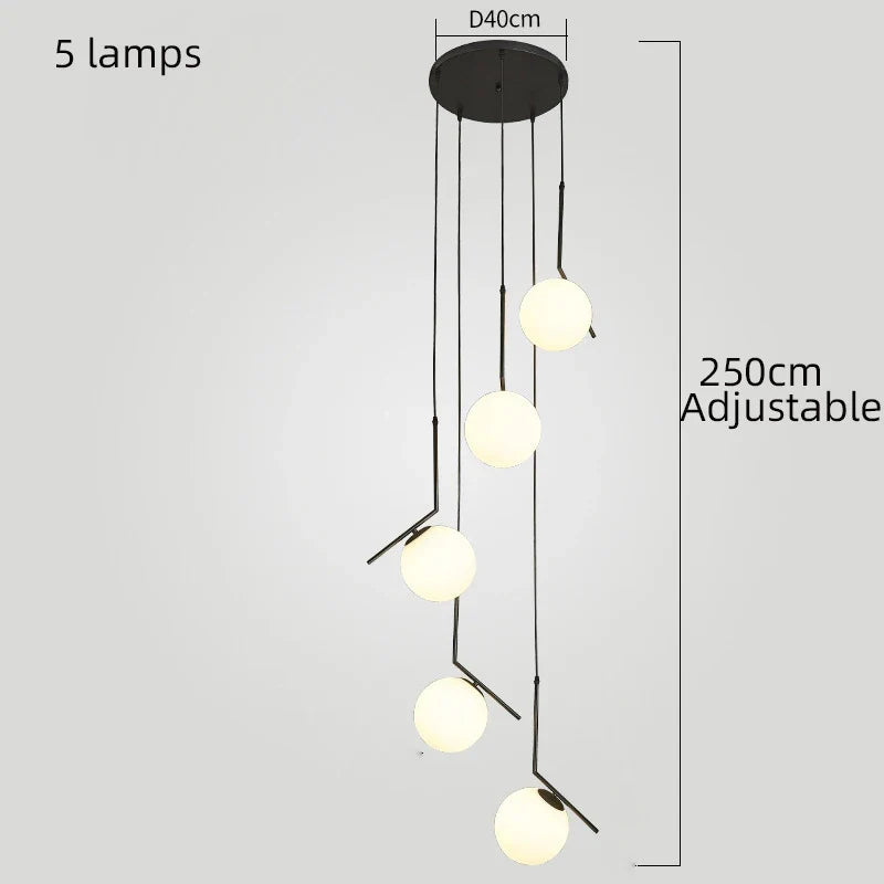 lustre moderne nordique en verre pour décoration intérieure