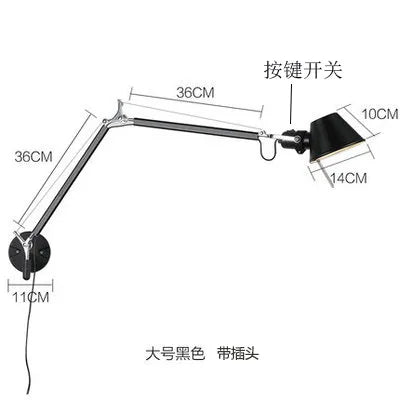 applique murale led moderne à bras long pliable et réglable pour lecture