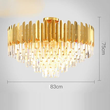 lustre en cristal design art déco en acier inoxydable avec éclairage led