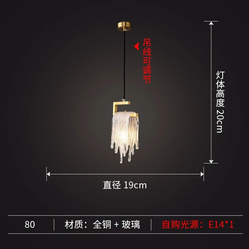 suspension en verre et cuivre style nordique moderne pour intérieur décoratif