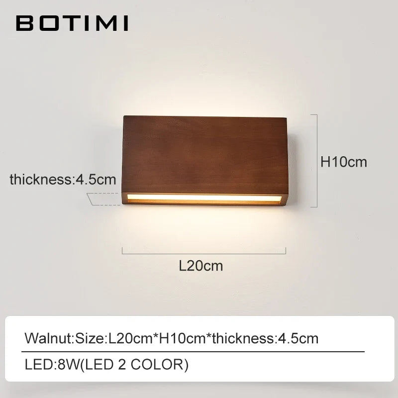 Applique murale LED en bois naturel marron
