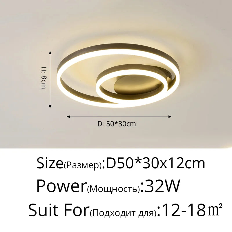 1/2/3 Rings LED Ceiling Lights For Bedroom Dining Room Living Room Kitchen Studyroom Villa Foyer Office Indoor Simple Home Lamps