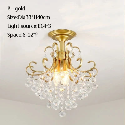 plafonnier led en cristal doré pour décoration moderne