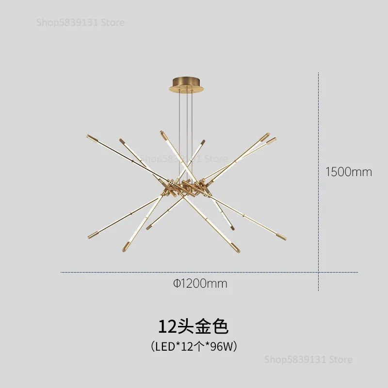 lustre moderne simple en cuivre de luxe suspendu