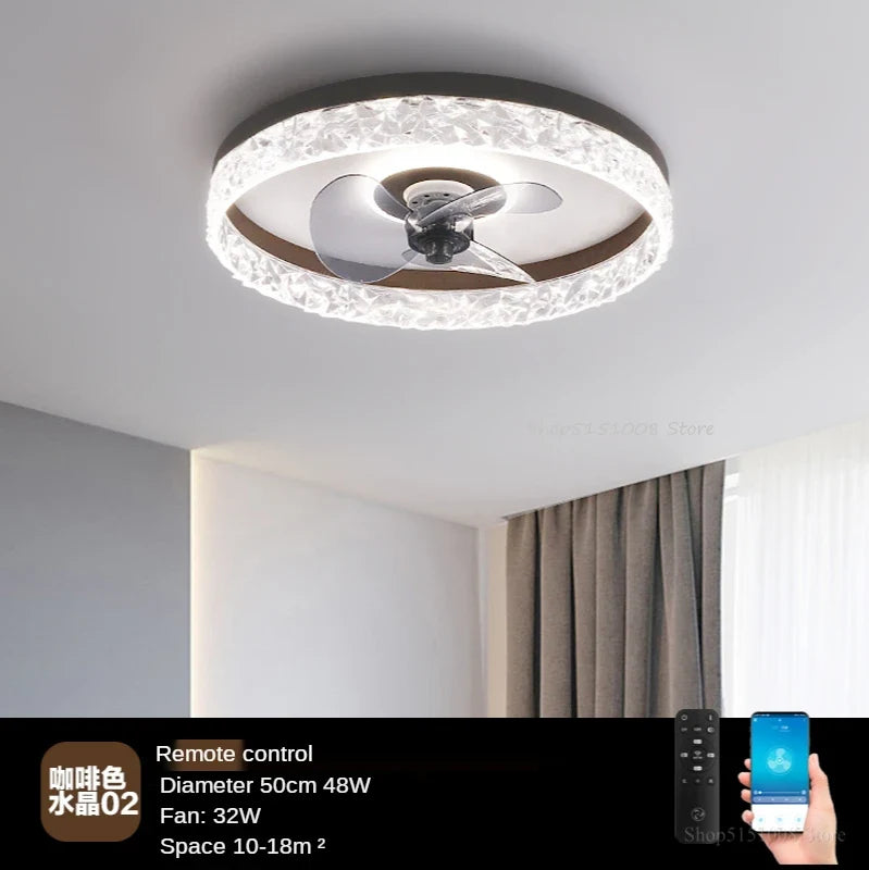 plafonnier moderne à leds avec ventilateur et 3 luminosités