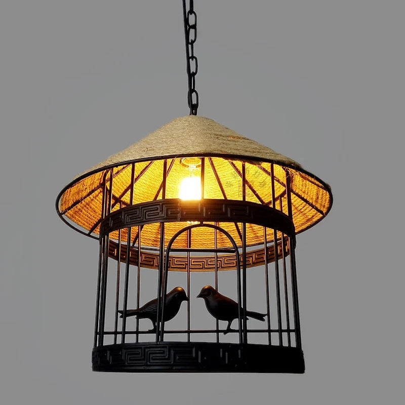 lustre suspension cage à oiseaux style industriel loft