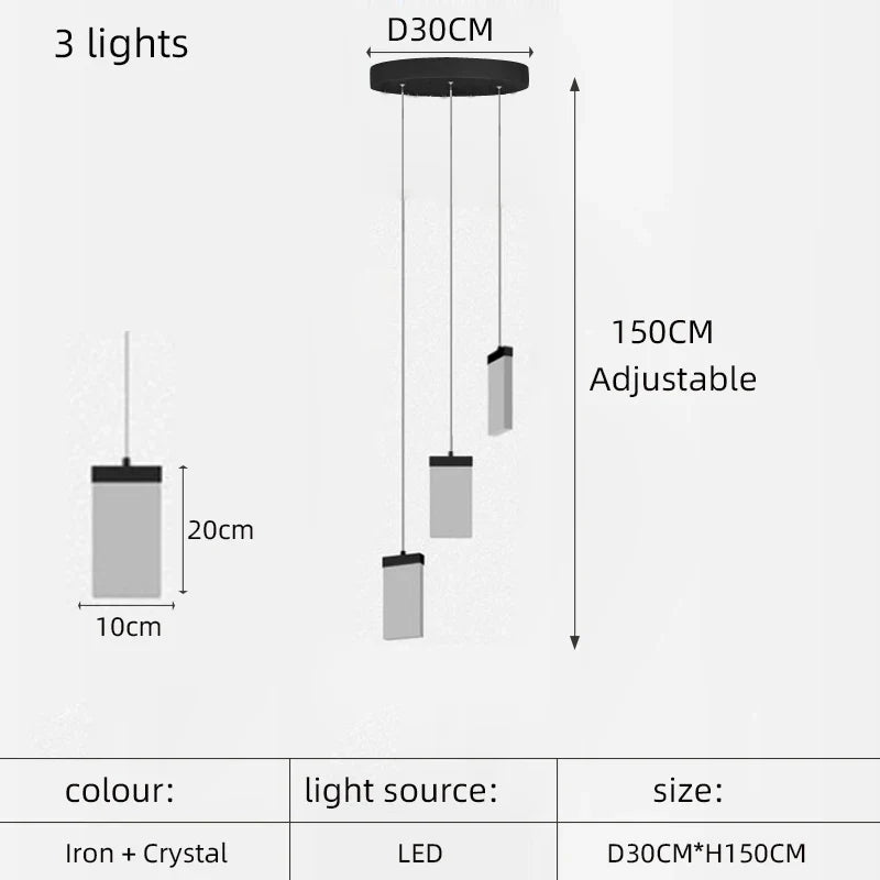 lustre en cristal design lumineux pour escalier et décoration intérieure