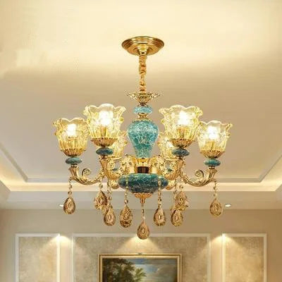 lustre de luxe en cristal et céramique pour un éclairage élégant