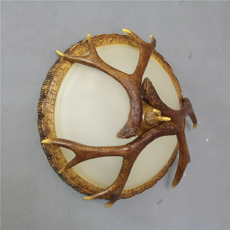 plafonnier rétro en bois et résine style pays américain antique