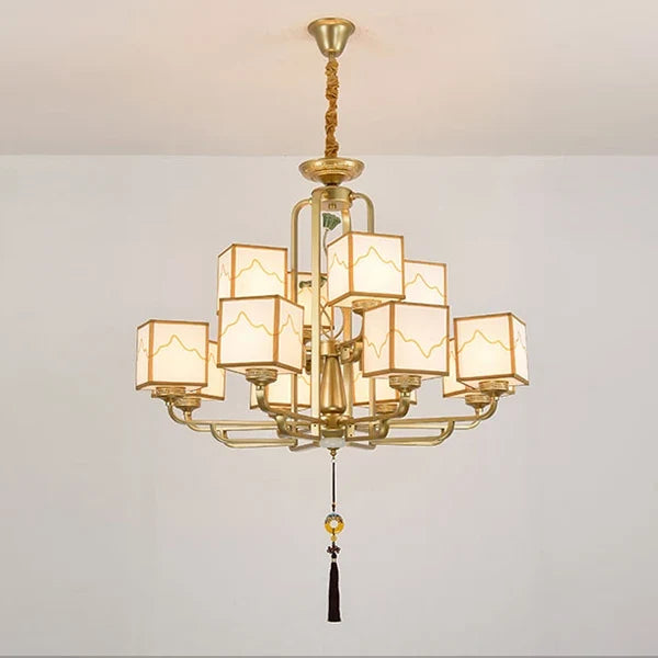 lustre chinois classique doré design pour intérieur élégant