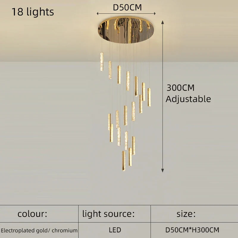 lustre en cristal led doré pour éclairage intérieur élégant et raffiné