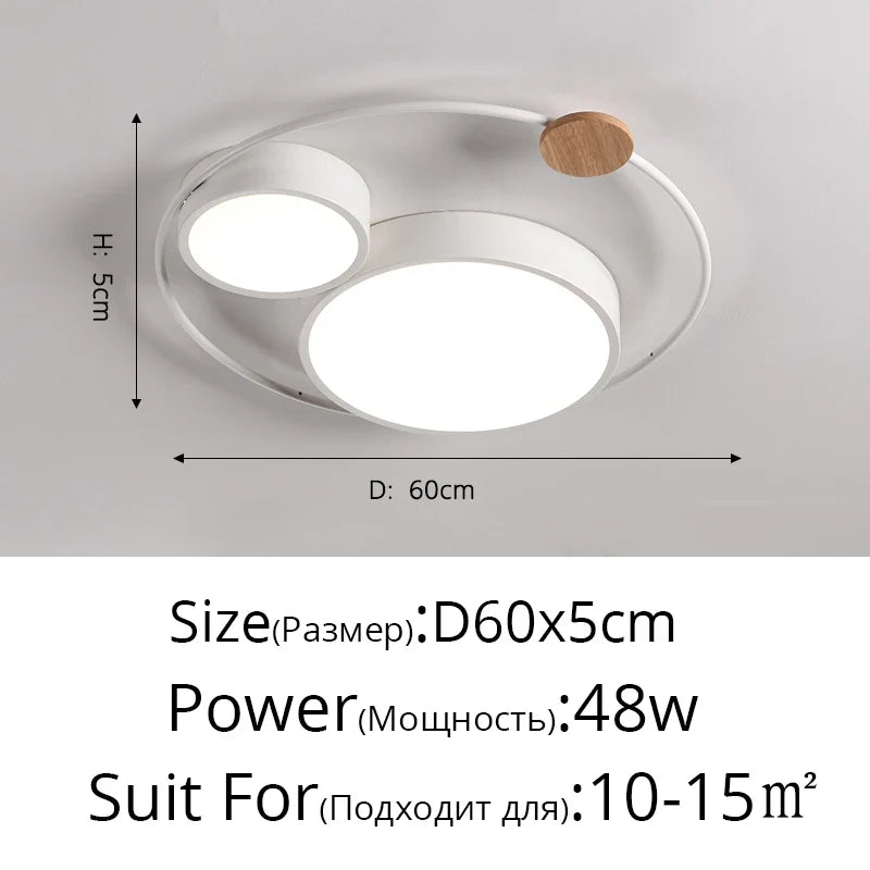 plafonnier led nordique en bois acrylique décoration ronde macaron
