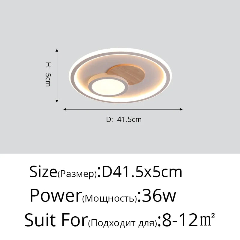 plafonnier rond moderne en bois véritable avec leds décoratives