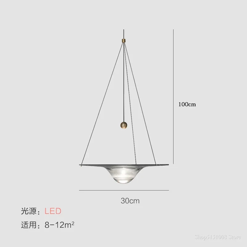 suspension LED en verre transparent design nordique moderne