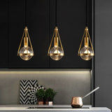 suspension luminaire loft led en cuivre cristal nordique