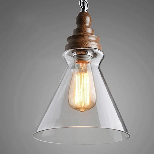 suspension rétro en bois avec éclairage led pour intérieur