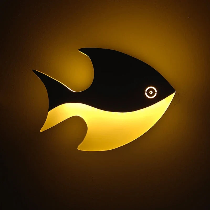 applique murale led créative en acrylique forme poisson pour enfants
